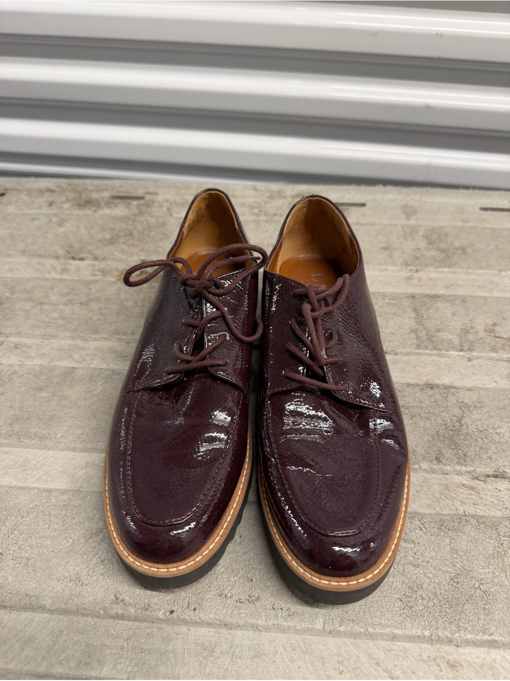 Franco Sarto Burgundy Patent Lace-Up Oxfords